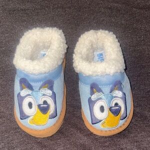 Plush Light Blue Baby Walker Slippers with Cartoon Pup